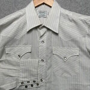 H Bar C California Ranchwear Mens Vintage Pearl Snap Western Shirt White 16.5-33